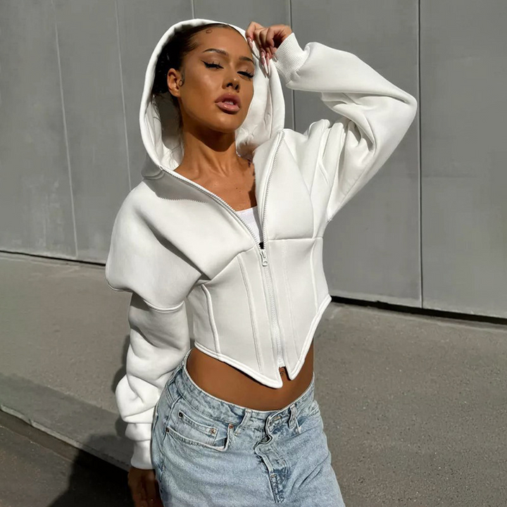 Sophia | Women's Trendy Corset Hoodie-Metro Lane Plaza