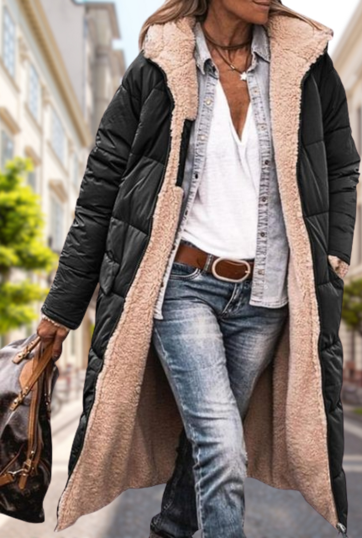 Lucy | Women's Elegant Warm Winter Jacket with Hood-Metro Lane Plaza
