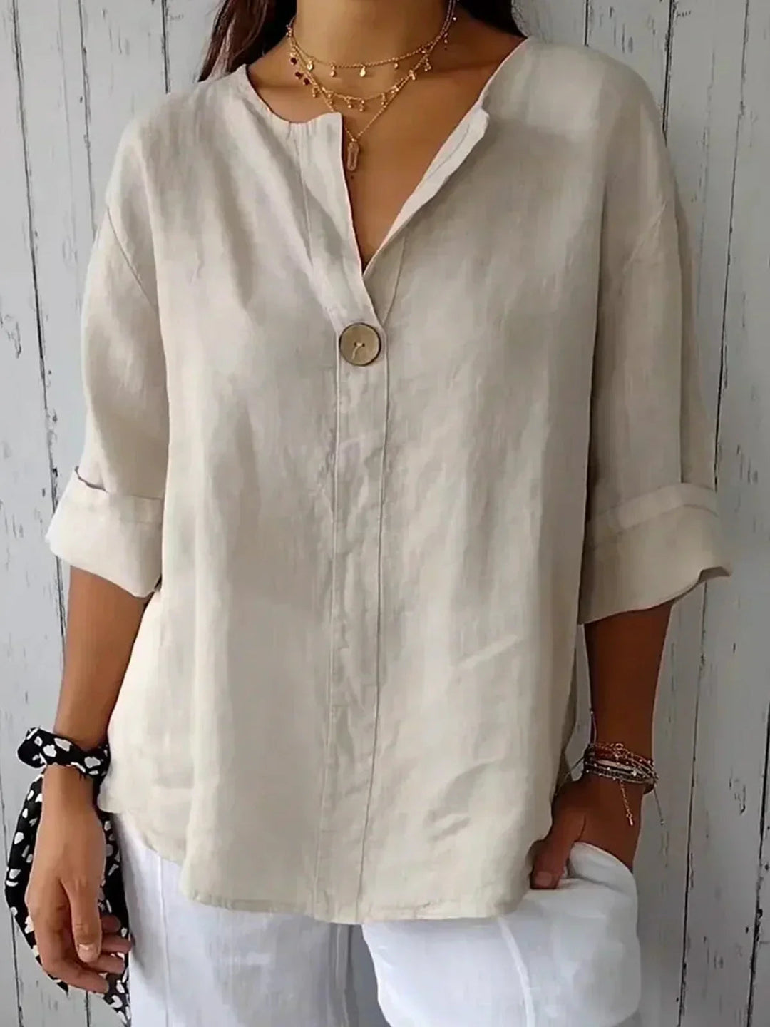 Charlotte | Women's Versatile V-Neck Sleeve Blouse-Metro Lane Plaza