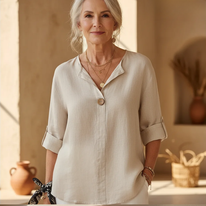 Charlotte | Women's Versatile V-Neck Sleeve Blouse-Metro Lane Plaza