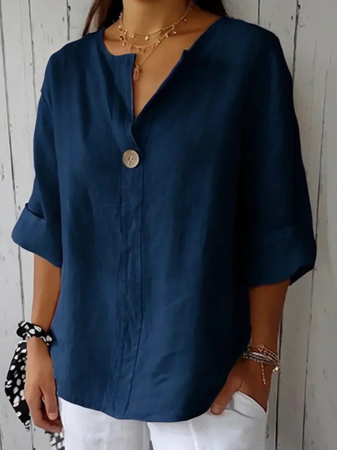 Charlotte | Women's Versatile V-Neck Sleeve Blouse-Metro Lane Plaza