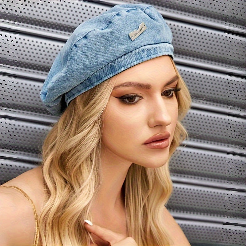 Emily | Women's Denim Beret - Stylish Washed Design-Metro Lane Plaza