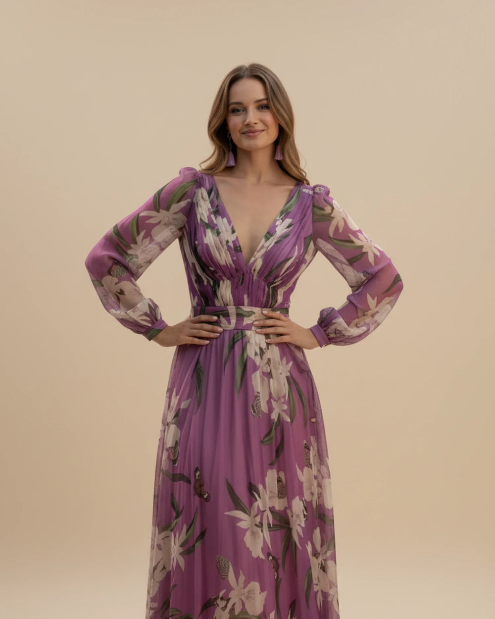 Summer Maxi Dress | Women's Long Sleeve Fashion Dress-Metro Lane Plaza