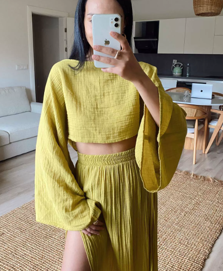 Sylvia | Women's Gauze Two-Piece Outfit-Metro Lane Plaza