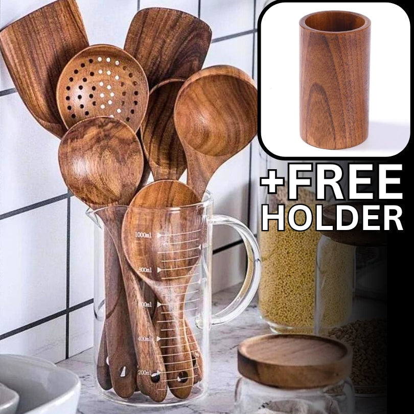 Artisan Teakwood Cooking Utensil Set-Metro Lane Plaza