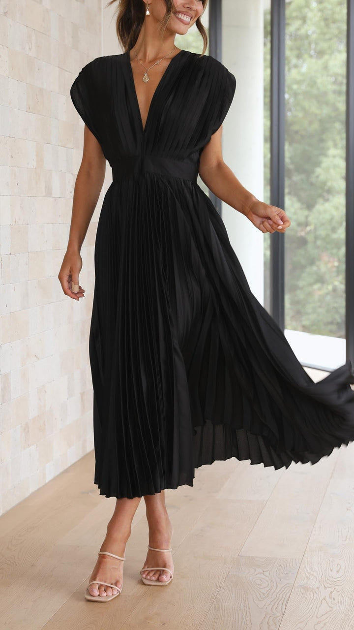Stella | Women's Pleated Maxi Dress-Metro Lane Plaza