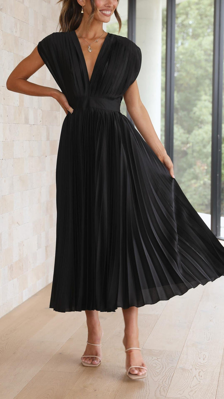 Stella | Women's Pleated Maxi Dress-Metro Lane Plaza