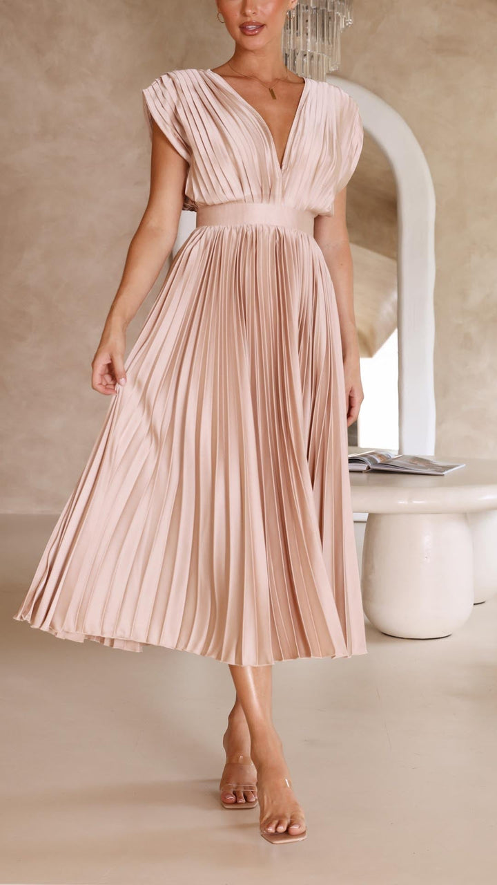 Stella | Women's Pleated Maxi Dress-Metro Lane Plaza