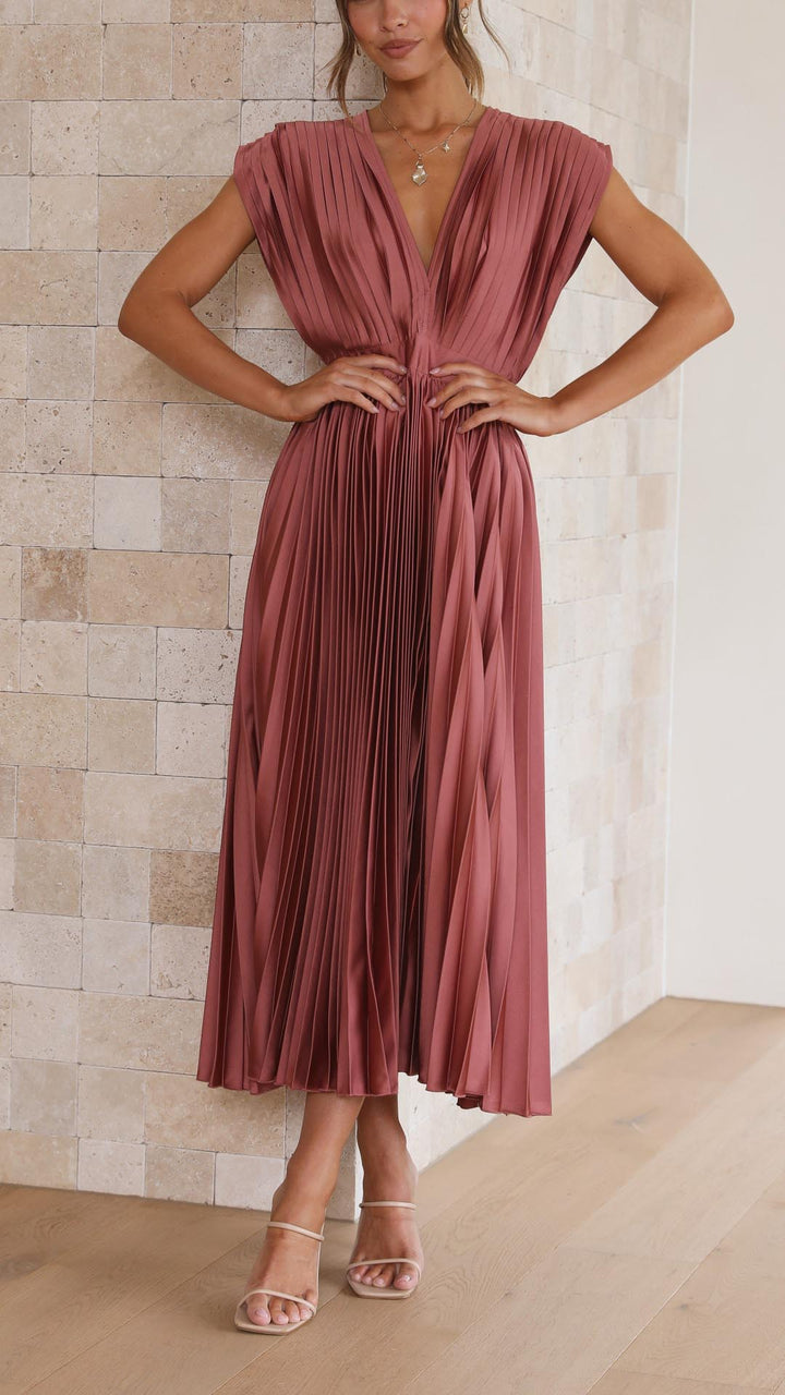 Stella | Women's Pleated Maxi Dress-Metro Lane Plaza