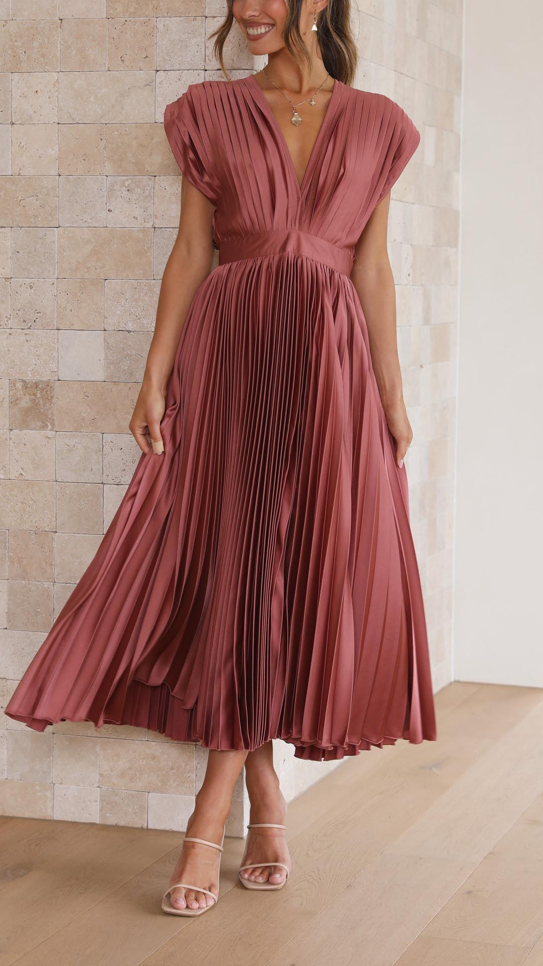 Stella | Women's Pleated Maxi Dress-Metro Lane Plaza