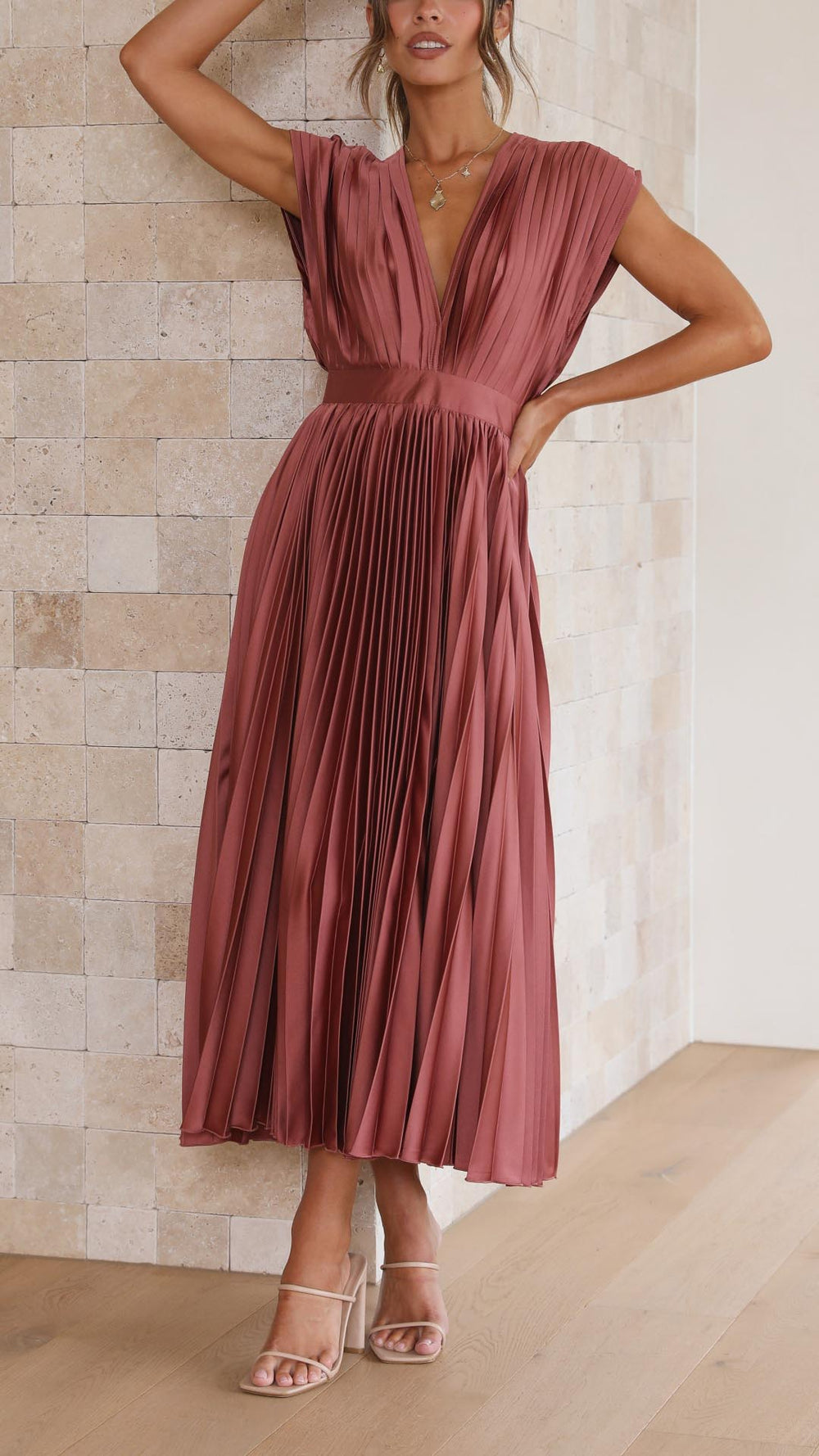 Stella | Women's Pleated Maxi Dress-Metro Lane Plaza