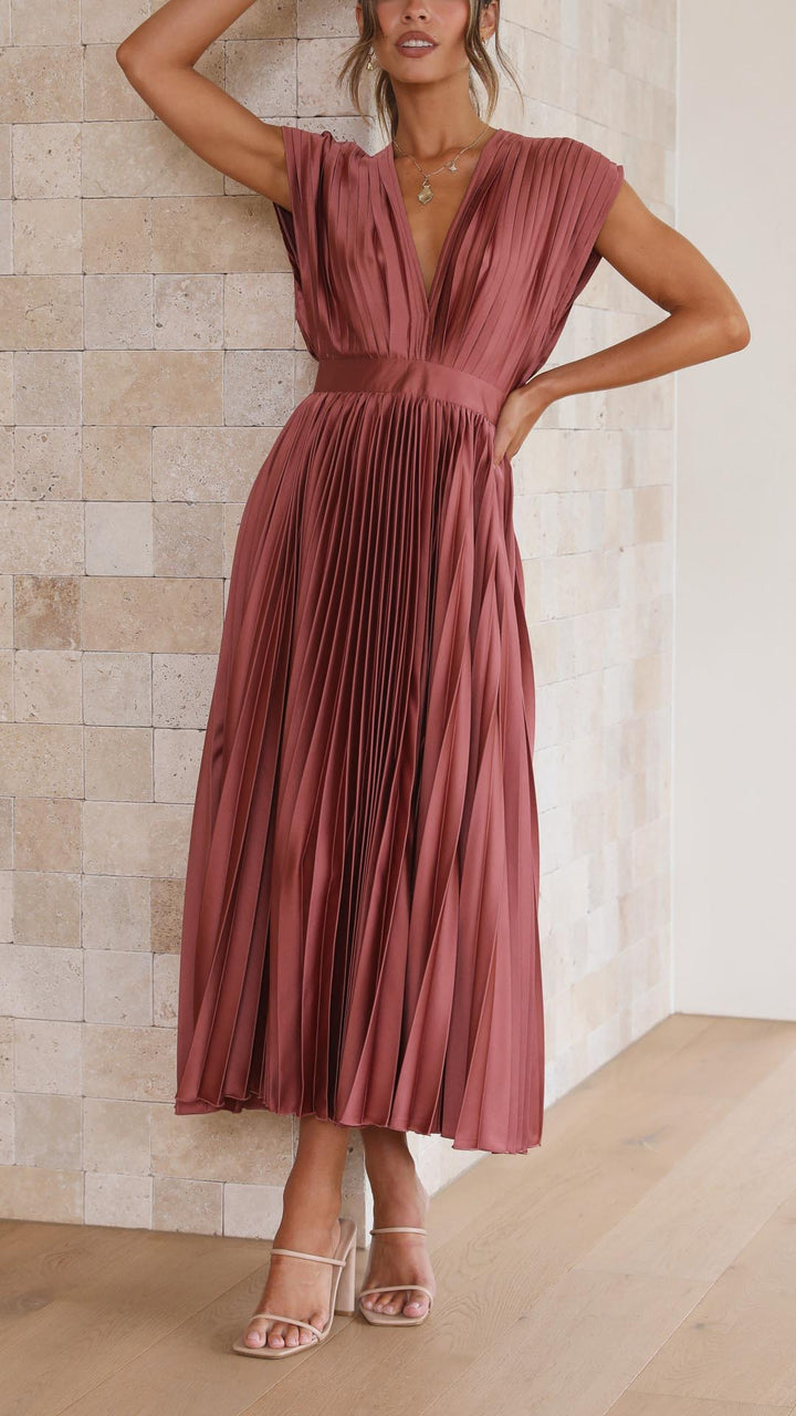 Stella | Women's Pleated Maxi Dress-Metro Lane Plaza