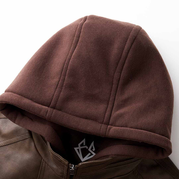 Men's Vegan Leather Hooded Jacket