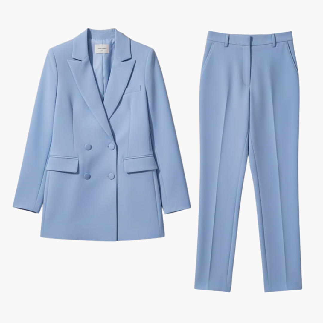 Natasha | Women's Elegant Double-Breasted Tailored Suit Set-Metro Lane Plaza