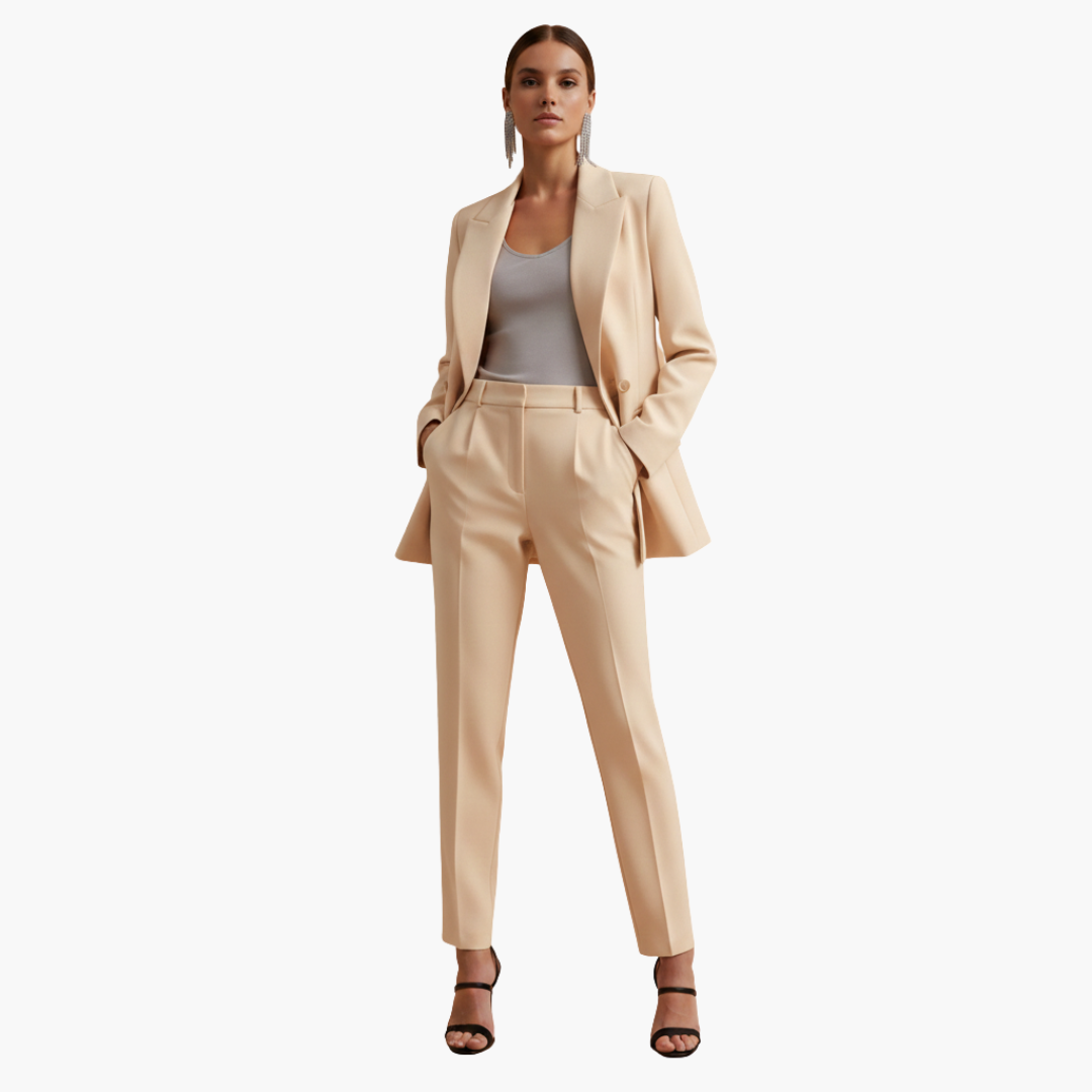 Natasha | Women's Elegant Double-Breasted Tailored Suit Set-Metro Lane Plaza
