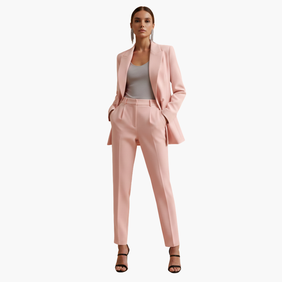 Natasha | Women's Elegant Double-Breasted Tailored Suit Set-Metro Lane Plaza
