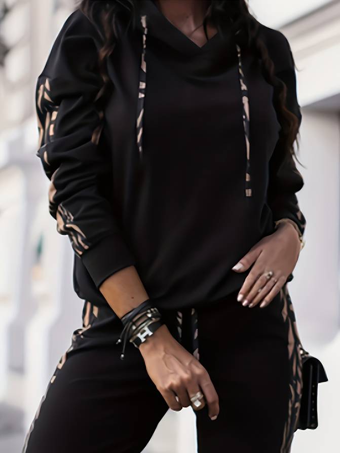 Tawny | Women's Zebra Print Jogging Suit-Metro Lane Plaza