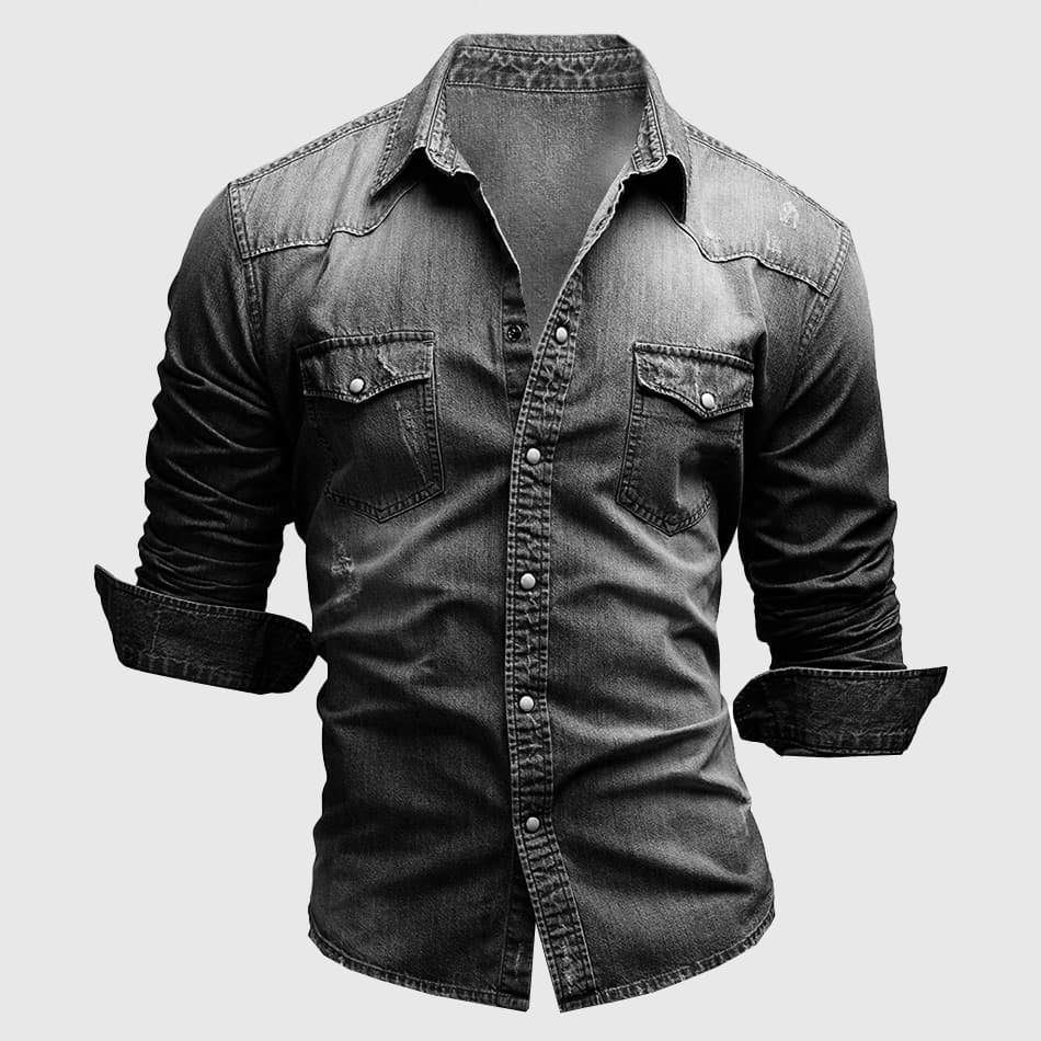 Aaron | Men's Slim Fit Casual Denim Shirt-Metro Lane Plaza
