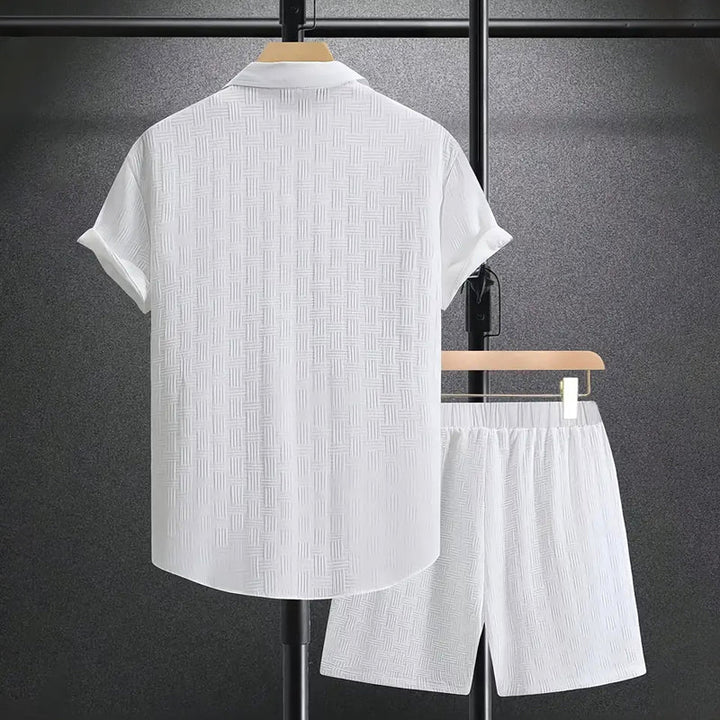 Men's Stylish Button-Down Shirt and Shorts Outfit Set-Metro Lane Plaza