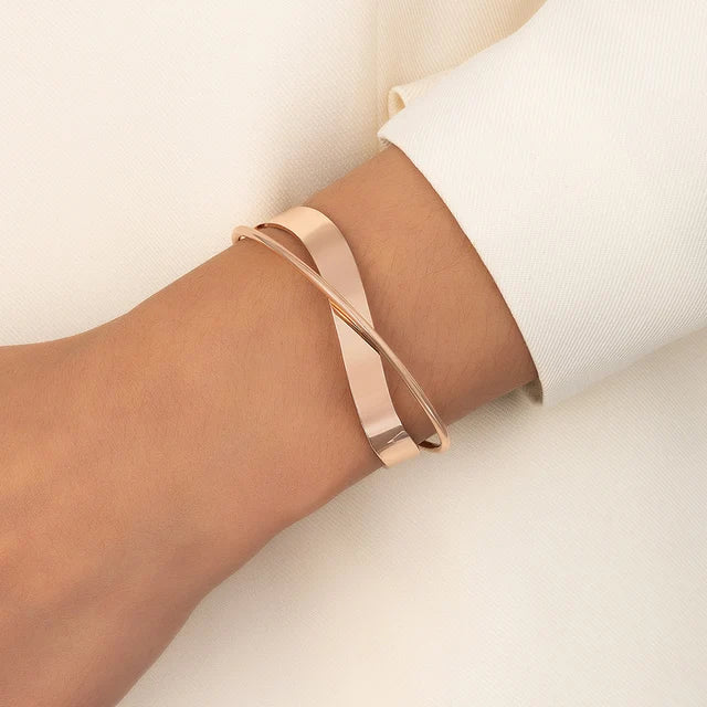 Agnes | Women's Gold-Colored Bracelet with Subtle Cross Design-Metro Lane Plaza