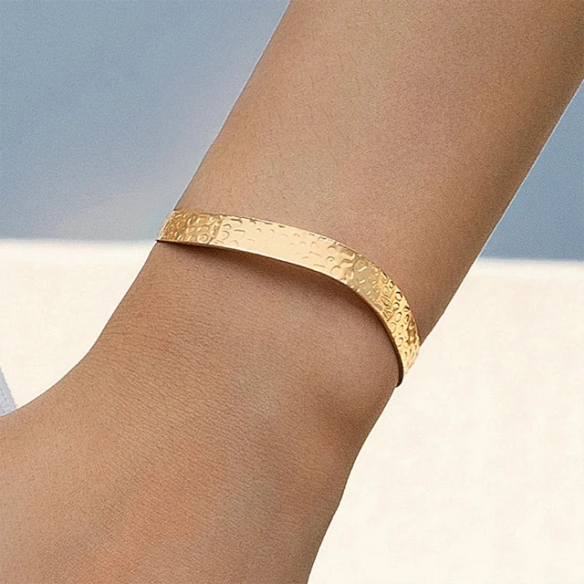 Agnes | Women's Gold-Colored Bracelet with Subtle Cross Design-Metro Lane Plaza