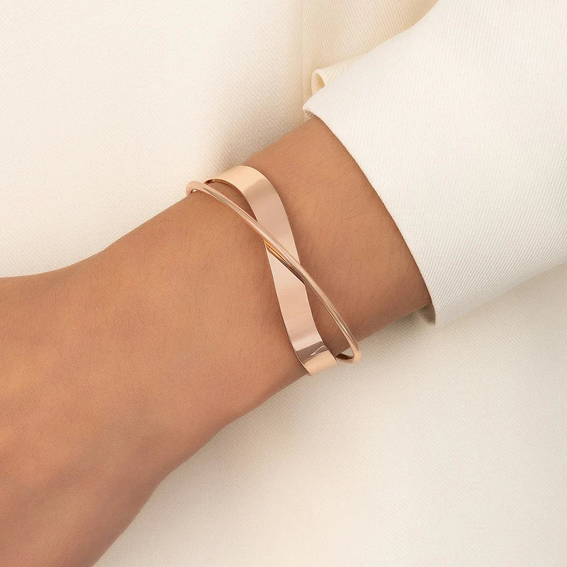 Agnes | Women's Gold-Colored Bracelet with Subtle Cross Design-Metro Lane Plaza