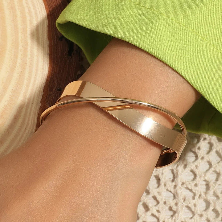 Agnes | Women's Gold-Colored Bracelet with Subtle Cross Design-Metro Lane Plaza