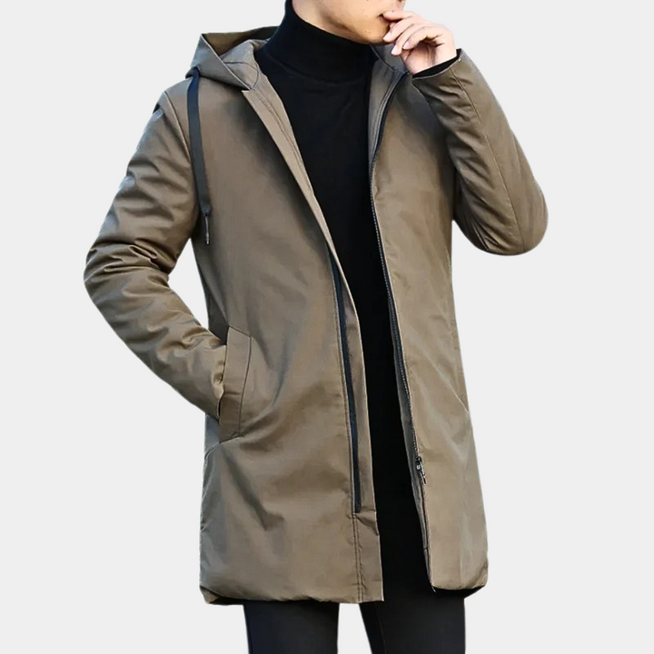 Lässige Herrenjacke mit Kapuze und Reißverschluss
