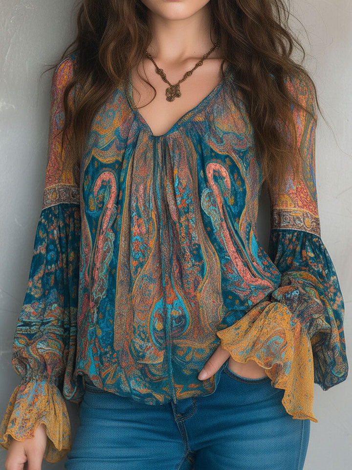 Eliana | Women's Elegant Ruffled Cuff Blouse-Metro Lane Plaza