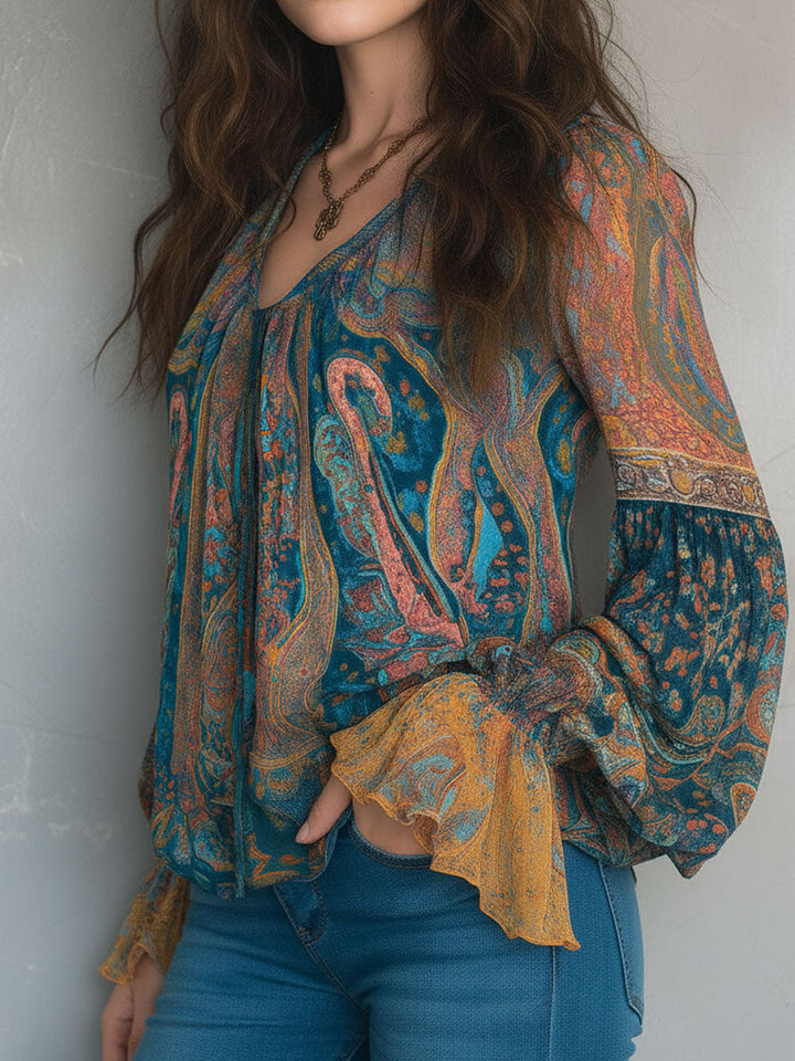 Eliana | Women's Elegant Ruffled Cuff Blouse-Metro Lane Plaza