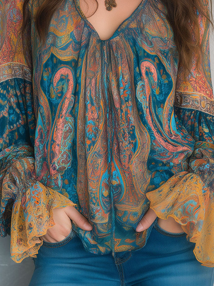 Eliana | Women's Elegant Ruffled Cuff Blouse-Metro Lane Plaza
