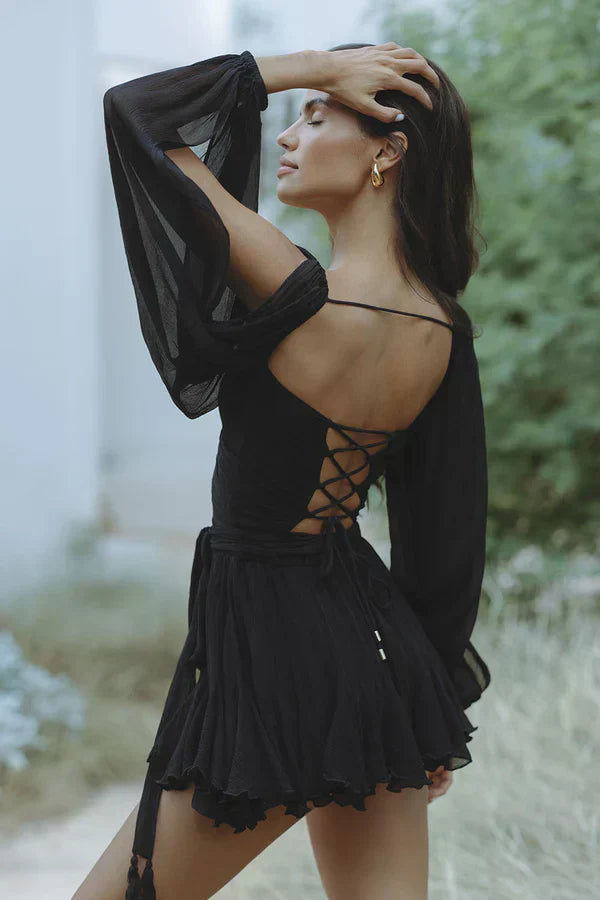 Stella | Women's Wrap Mini Dress-Metro Lane Plaza