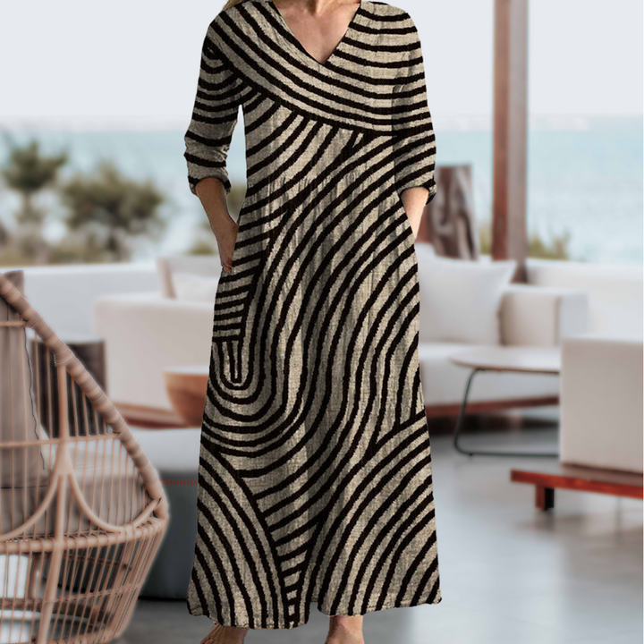 Gianna | Women's Vintage Stripe Dress-Metro Lane Plaza