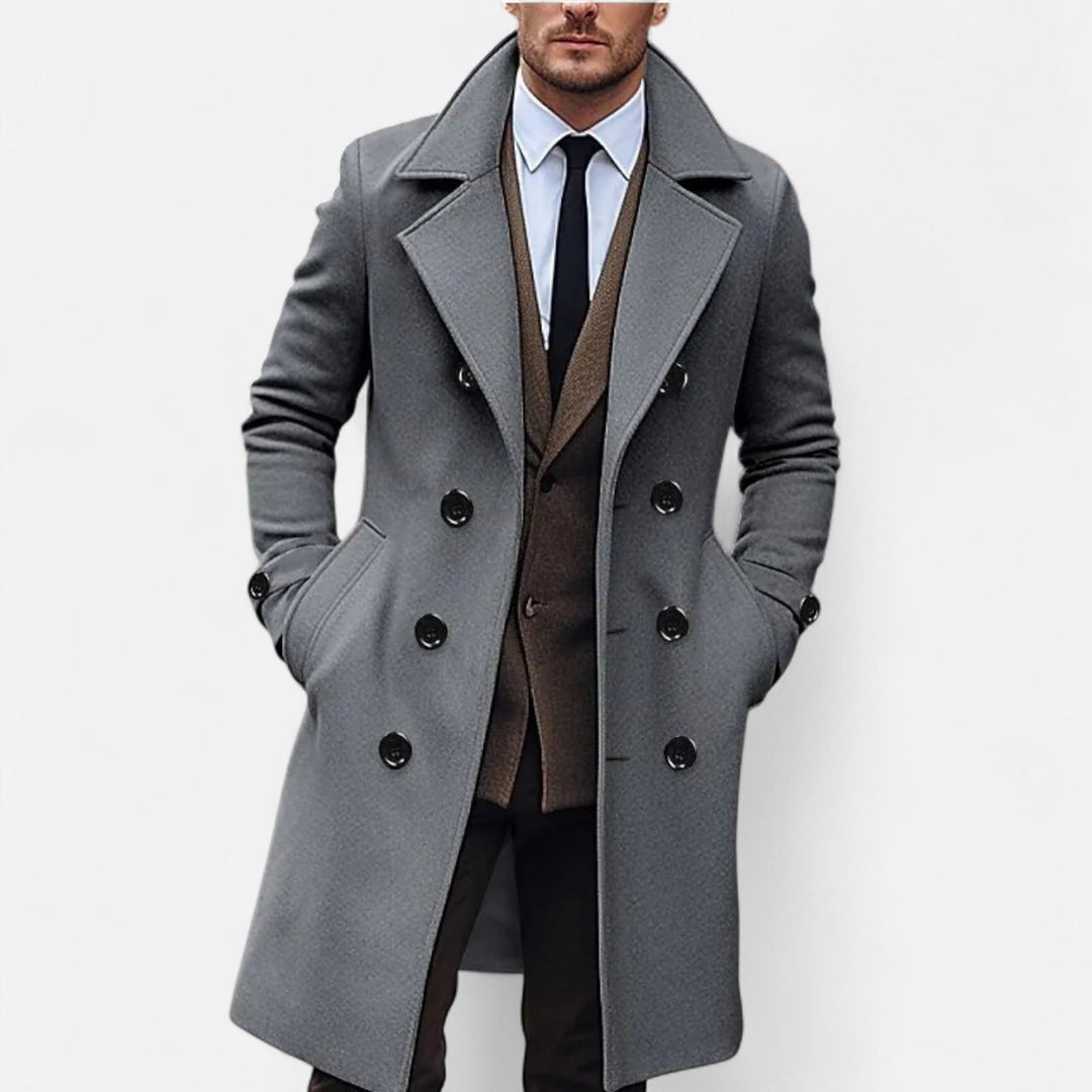 Marcus | Stylish Warm Men's Long Overcoat-Metro Lane Plaza