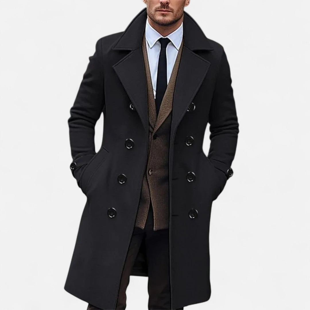 Marcus | Stylish Warm Men's Long Overcoat-Metro Lane Plaza