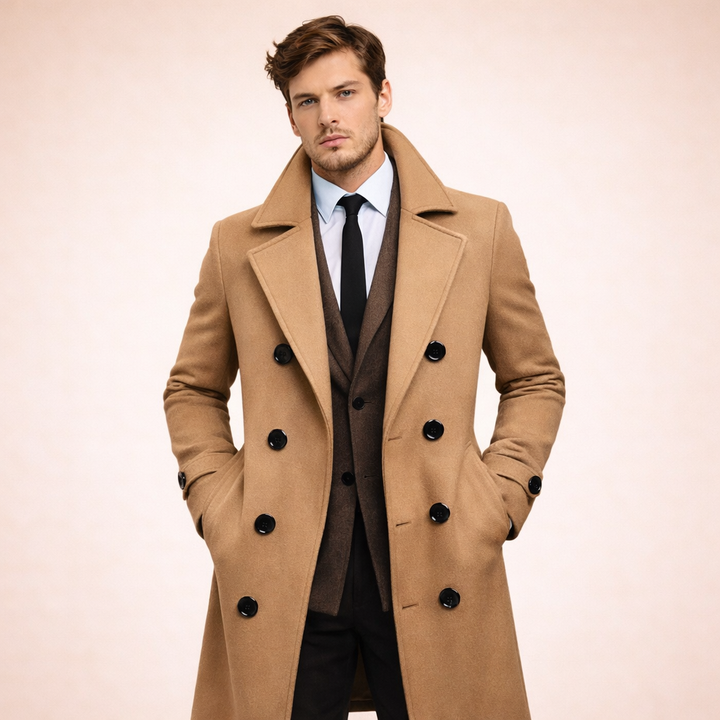 Marcus | Stylish Warm Men's Long Overcoat-Metro Lane Plaza