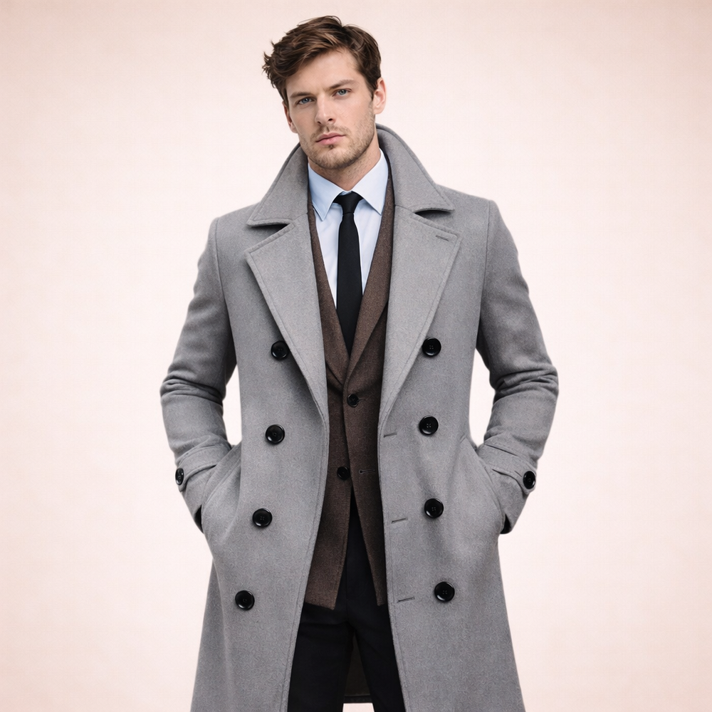 Marcus | Stylish Warm Men's Long Overcoat-Metro Lane Plaza