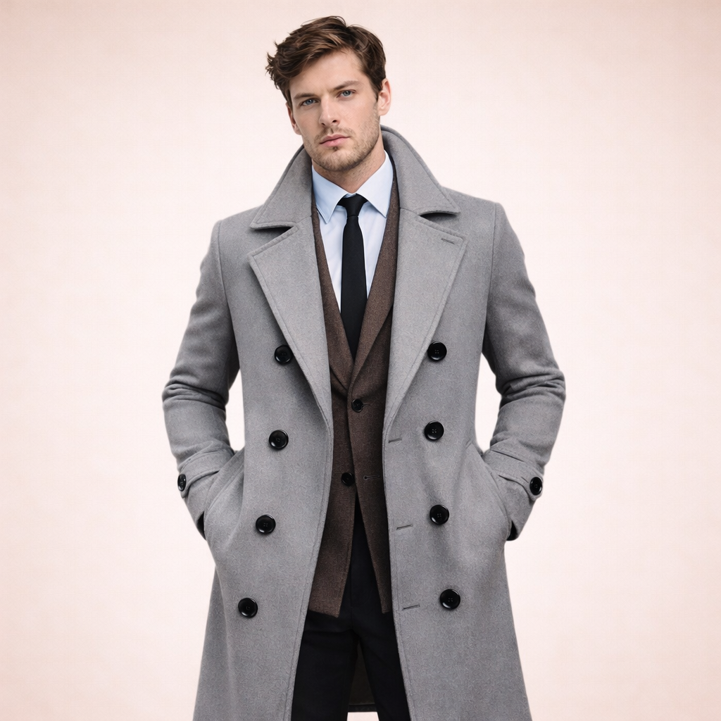 Marcus | Stylish Warm Men's Long Overcoat-Metro Lane Plaza