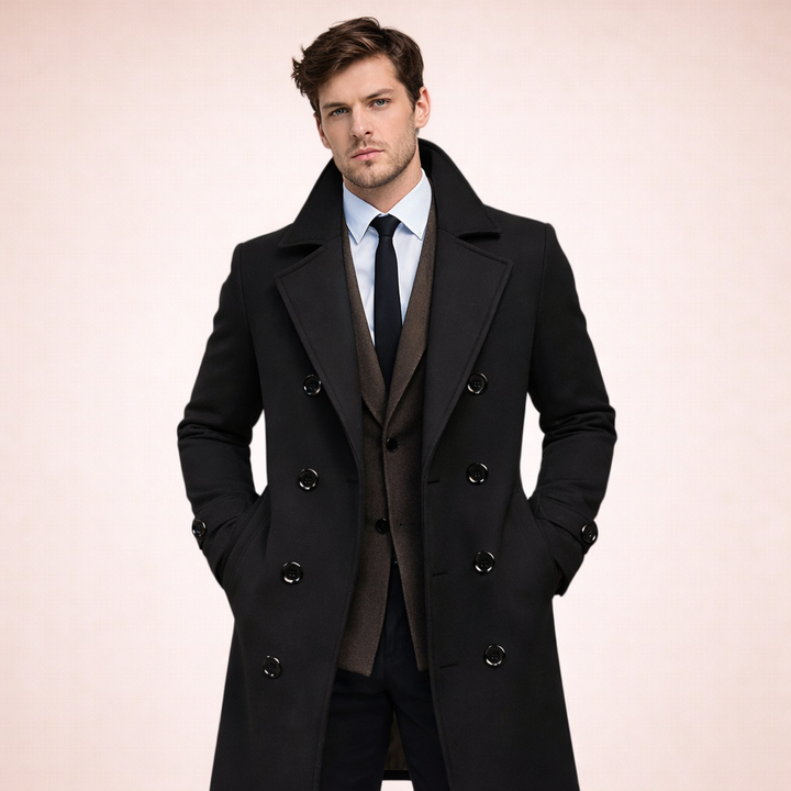 Marcus | Stylish Warm Men's Long Overcoat-Metro Lane Plaza