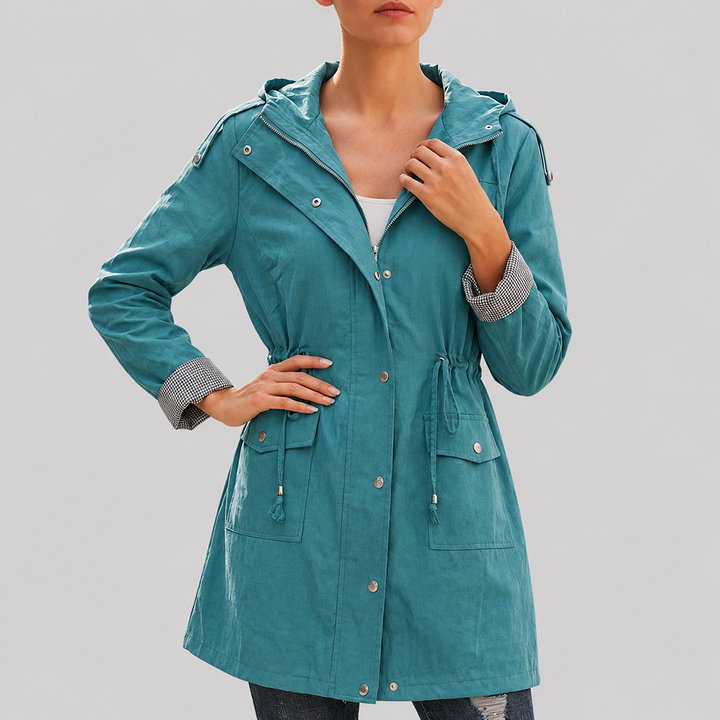 Chaqueta cortavientos de mujer con capucha y resistente al agua