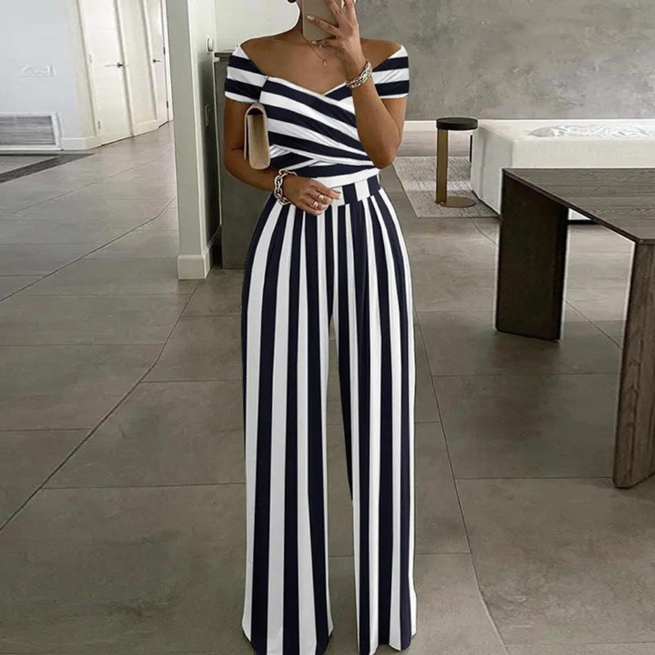 Isla | Women's Off-Shoulder Floral Wide-Leg Jumpsuit-Metro Lane Plaza