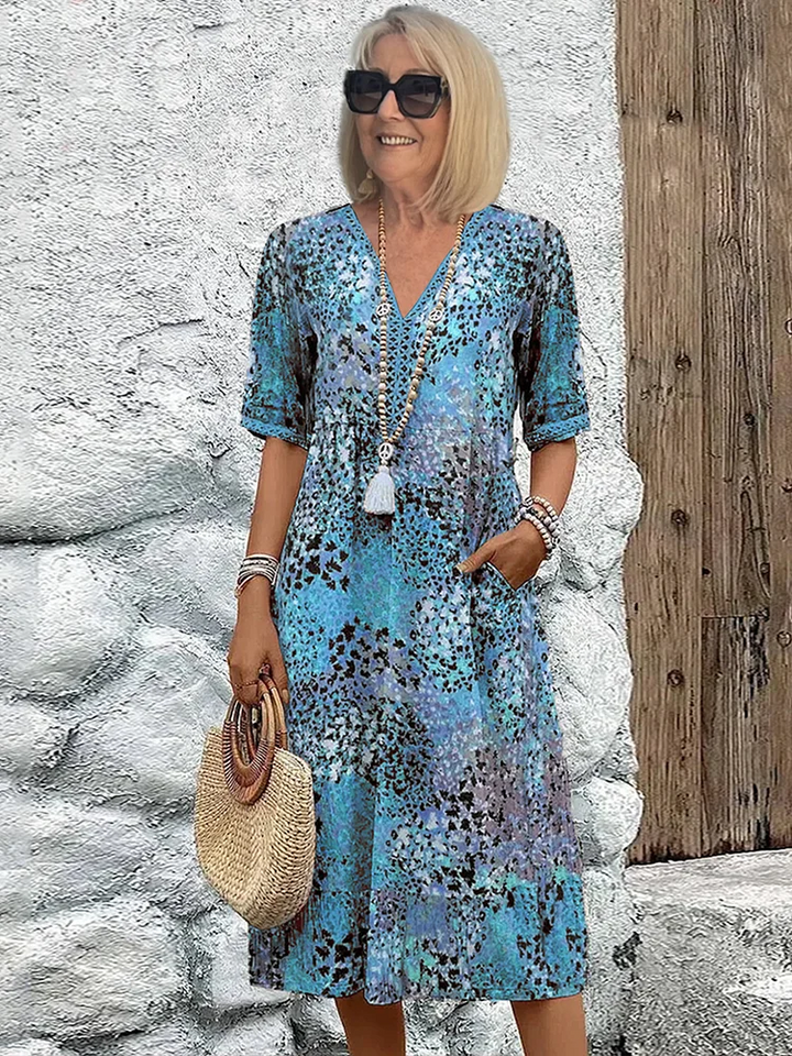 Bianca | Women's Relaxed Fit Floral Midi Dress-Metro Lane Plaza
