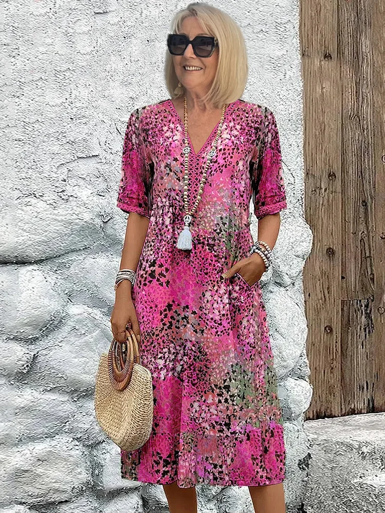 Bianca | Women's Relaxed Fit Floral Midi Dress-Metro Lane Plaza