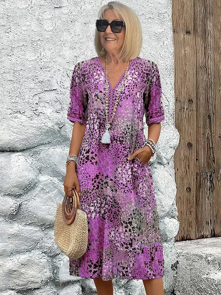 Bianca | Women's Relaxed Fit Floral Midi Dress-Metro Lane Plaza