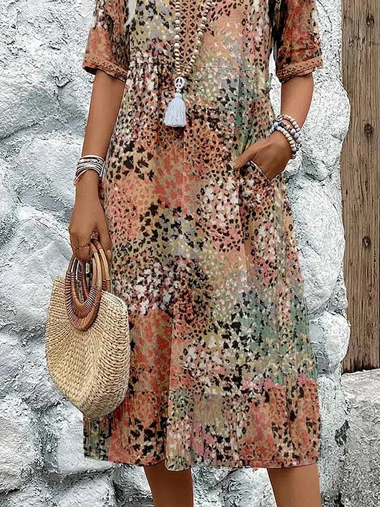 Bianca | Women's Relaxed Fit Floral Midi Dress-Metro Lane Plaza
