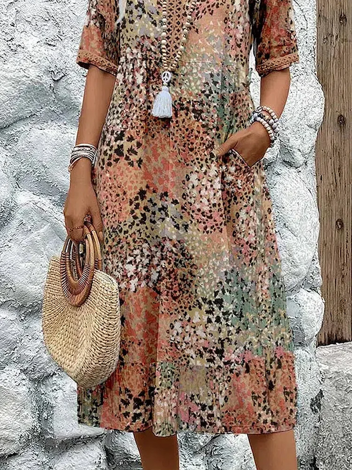 Bianca | Women's Relaxed Fit Floral Midi Dress-Metro Lane Plaza