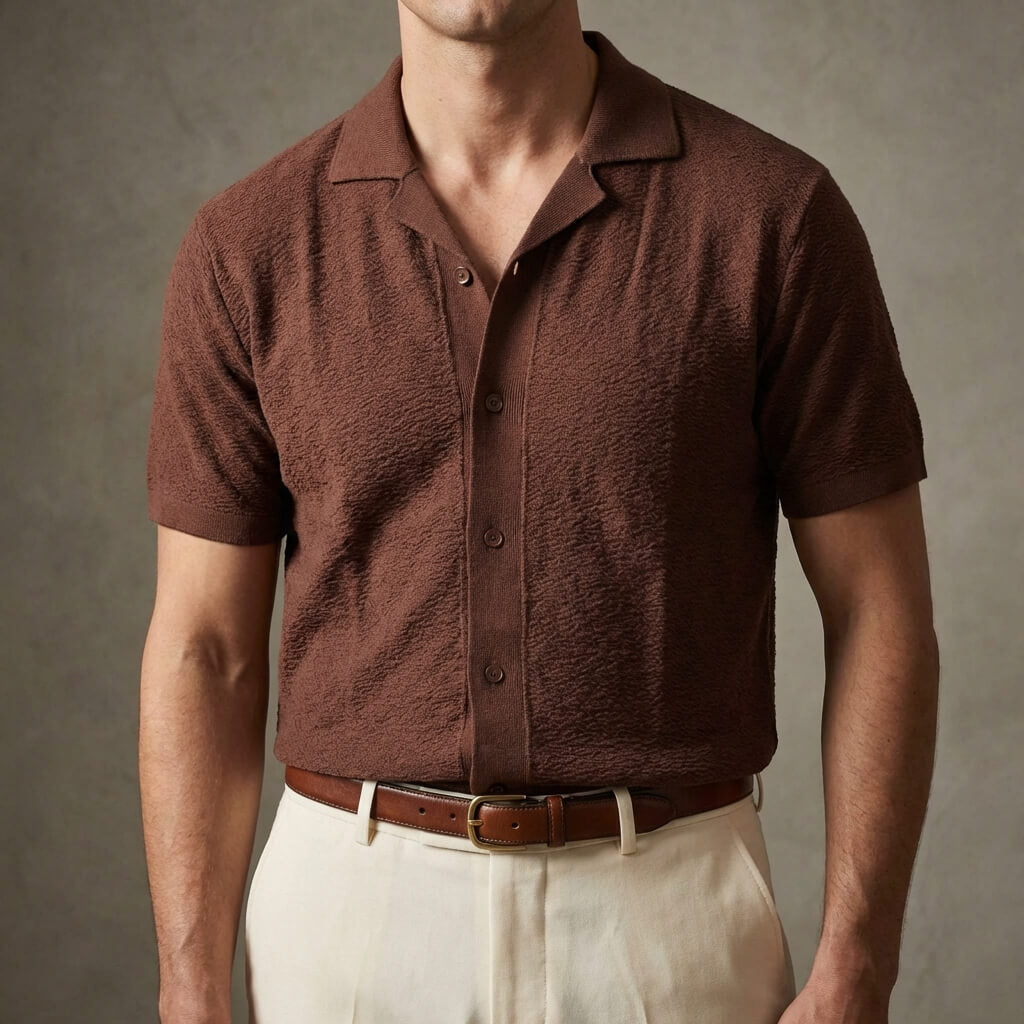 George | Men's Soft Relaxed Camp Collar Polo Shirt-Metro Lane Plaza