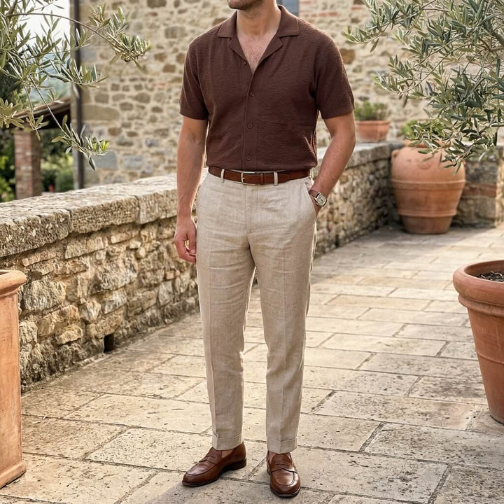 George | Men's Soft Relaxed Camp Collar Polo Shirt-Metro Lane Plaza