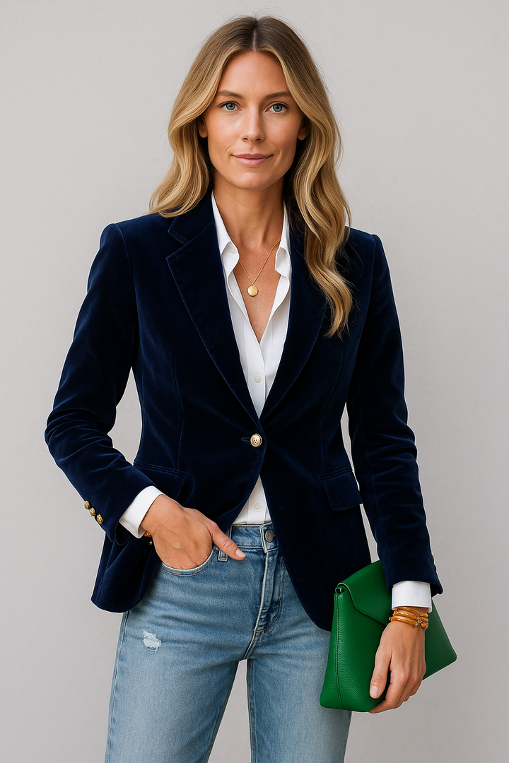 Women's Elegant Velvet Blazer-Metro Lane Plaza