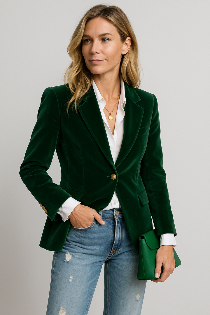 Women's Elegant Velvet Blazer-Metro Lane Plaza